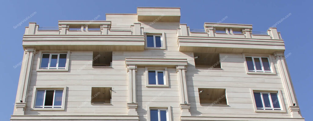 حجر الترافرتين عباس آباد الممتاز في واجهة المبنى