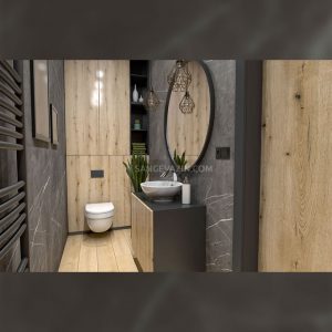 ألواح حجر رخام لاشتر الرمادي في جدران الحمامات