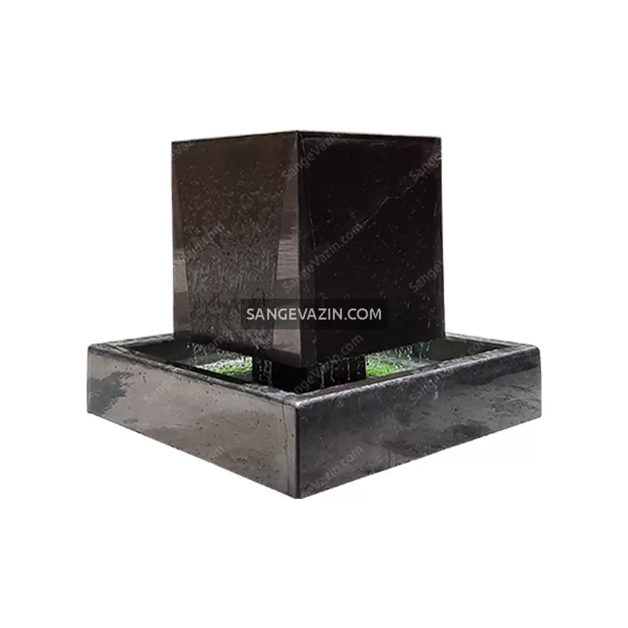 نافورة حجرية مصممة بأسلوب المكعب المعلق