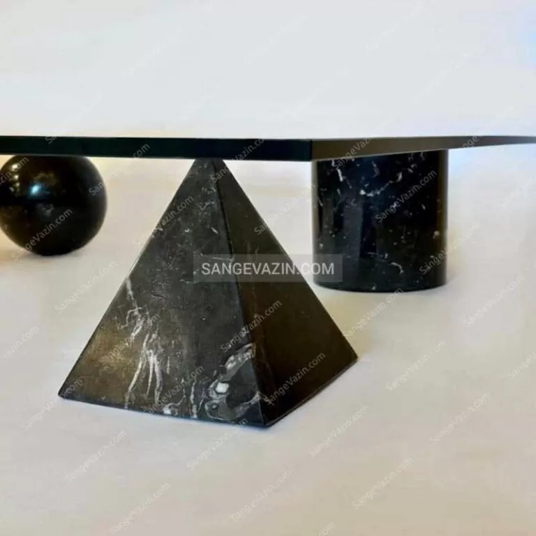 طاولة أثاث الأشكال الهندسية قاعدة هرمية سوداء