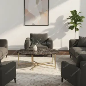 میز جلو مبلی آزرم با پایه فلزی و زویه سنگی