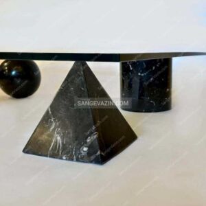 میز جلو مبلی پایه سنگی هندسی با سنگ نجف آباد