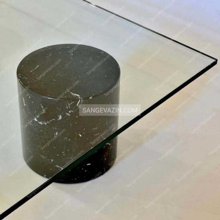 میز جلو مبلی پایه سنگی هندسی با سنگ نجف آباد