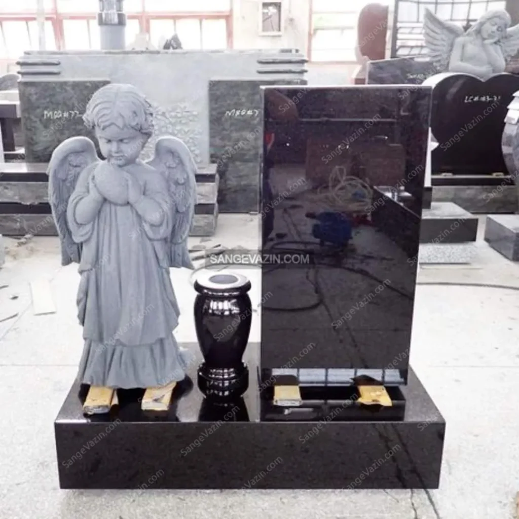 ایده سنگ قبر با طرح فرشته و کتیبه
