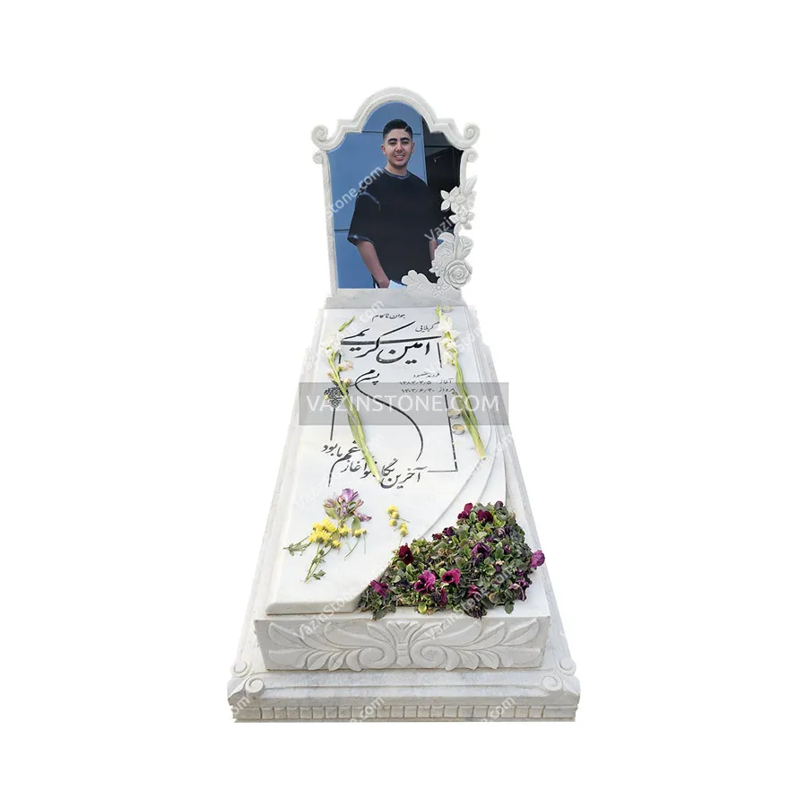 عکس سنگ مزار سفید هرات طرح بستان