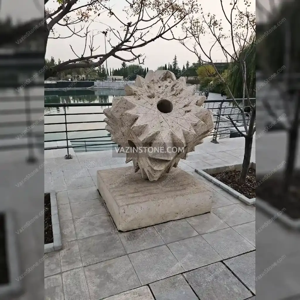 عکس مجسمه سنگی انتزاعی باغ کتاب