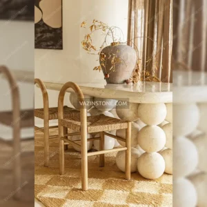 عکس ست میز سنگی اوربیتا - میز ناهارخوری سنگی
