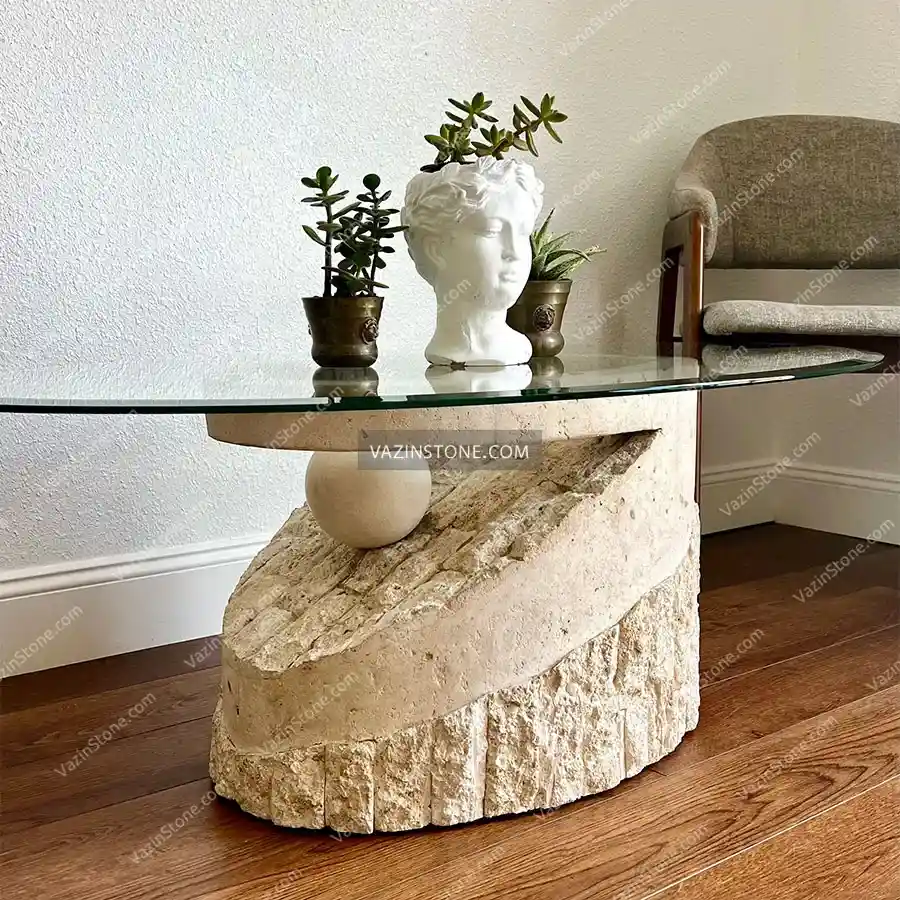 میز جلو مبلی پایه سنگی روزا