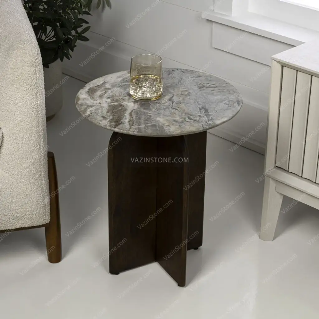 عکس میز عسلی سنگی طوسی رنگ