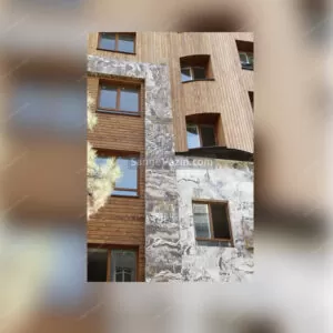 نمای سه رنگ ترموود با تراورتن