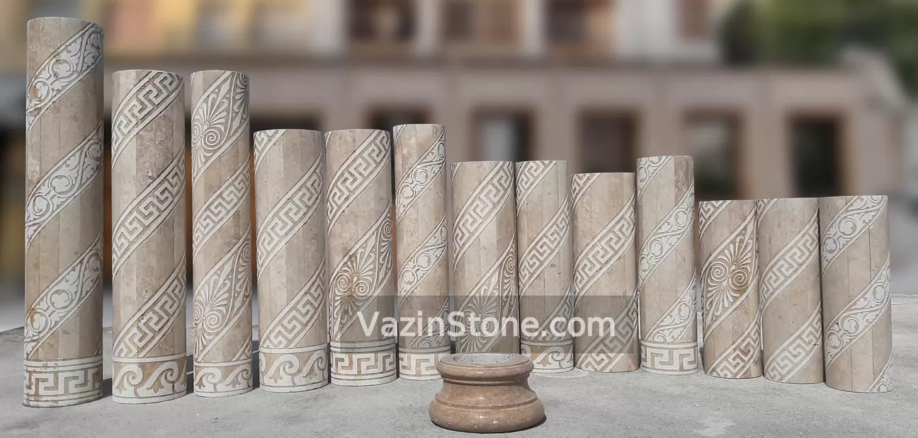 انواع ستون های سنگی با طرح ورساچه و گل و شاخ و برگ