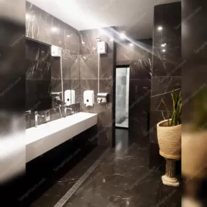 سنگ لاشتر در کف و دیوار سرویس بهداشتی