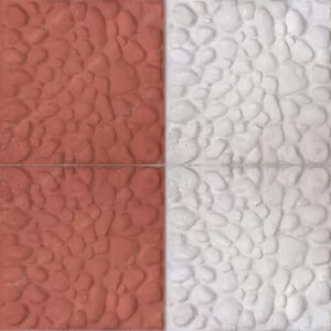 موزاییک پلیمری قرمز و سفید طرح قلوه سنگ