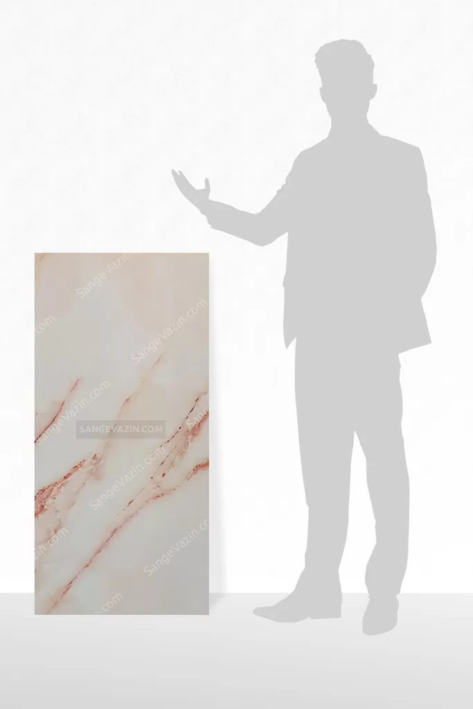 طرح یک ورق دیوار پوش ماربل شیت مرمر رگه قرمز