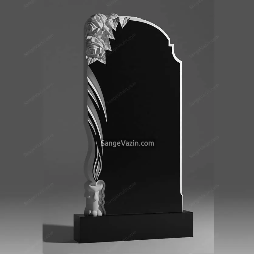 سنگ قبر مشکی با شمع