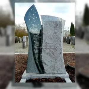 سنگ قبر خاکستری مشکی ستاره