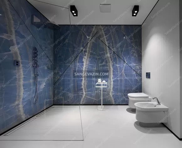 سنگ مرمر آبی در طراحی دیوار سرویس بهداشتی