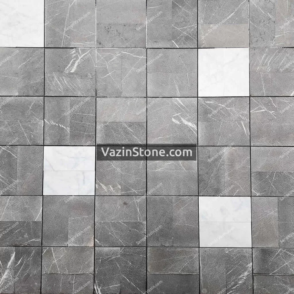 سنگ لاشتر تایل ترکیب با سنگ سفید چینی نیریز بر روی کف