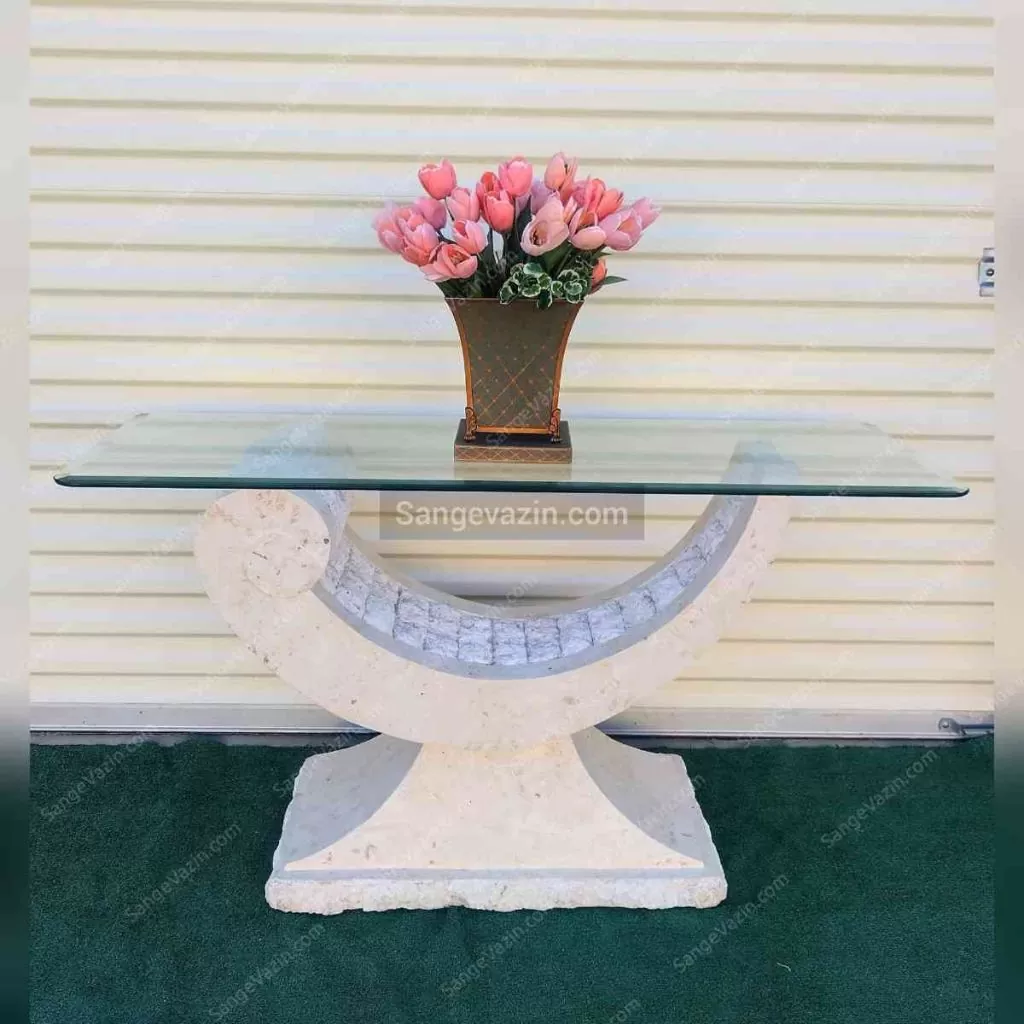 میز پایه سنگی موج