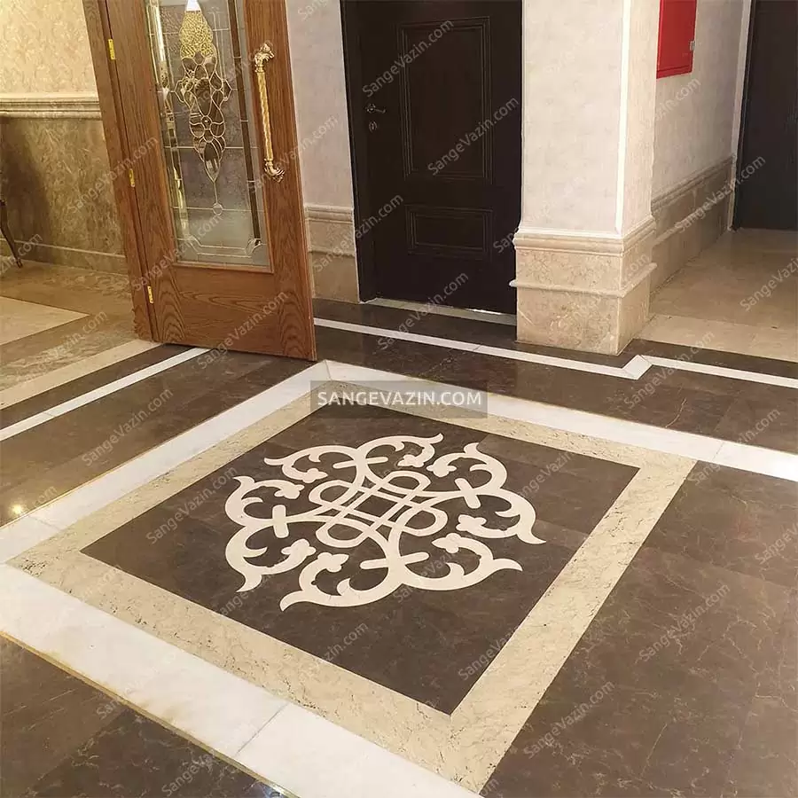 سنگ معرق کرم قهوه ای در کف
